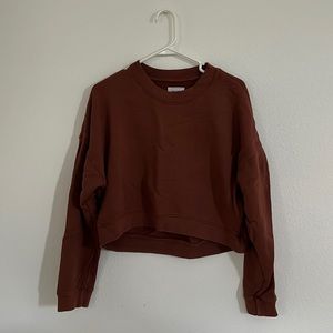 Mate The Label Crop Sweatshirt in Brown